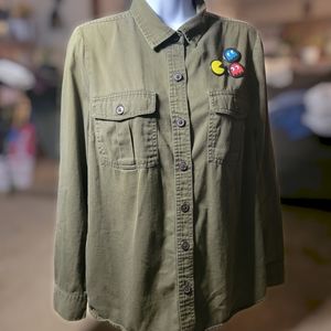Army green button up
